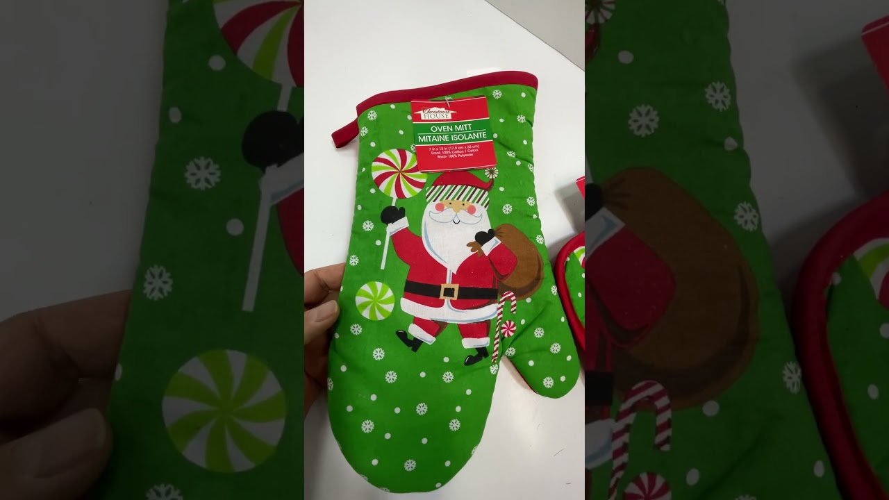 Santa Claus Candy Delivery Oven Mitt & Pot Holder Kitchen Decor Home Collection