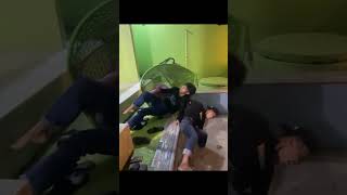 Funny! Swing Breaks, Two Young Men Fall Together