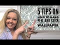 Peel and stick wallpaper installation | how to hang peel and stick wallpaper | Bathroom Makeover !
