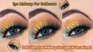 Golden glittery smokey eye Makeup tutorial l Soft eye makeup for Wedding Special occasions