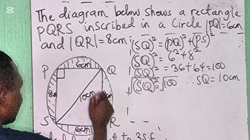 Area of a shape involving a rectangle inscribed in a circle