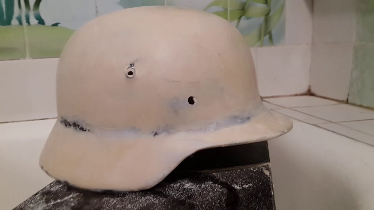 шпаклевка-реставрация немецкой каски(1) - YouTube