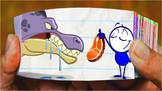 【Flip Book】 Pencilmate Meets a Dinosaur！ - Pencilmation Cartoons-Part 2