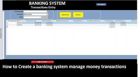 Microsoft Access Project   Create a Banking System    Handle Deposits and withdrawals