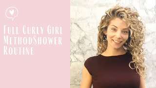 Full Curly Girl Method Shower Routine with Roping Application of Products and Finger Curling