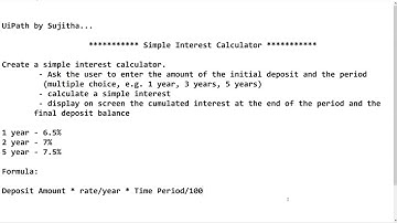 Simple Interest Calculator | UiPath real time automation example | Switch, Invoke workflow, Assign