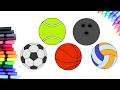 Menggambar Bola Olahraga | Anak-Anak Belajar | HooplaKidz Bahasa Indonesia