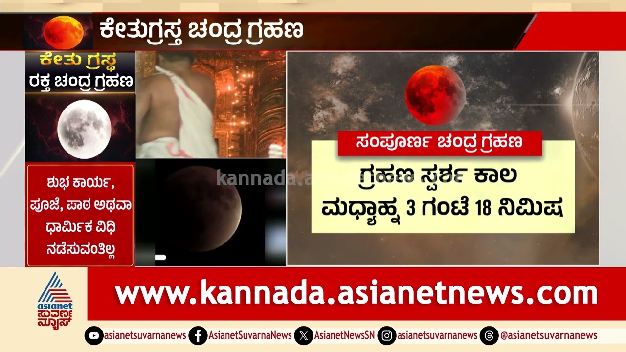 ರಕ್ತ ಚಂದ್ರಗ್ರಹಣ; ಗ್ರಹಣಕ್ಕೂ ಮುನ್ನ ರಾಜ್ಯದ ಹಲವು ದೇವಾಲಯಗಳು ಬಂದ್ | Lunar Eclipse 2026 | Chandragrahan