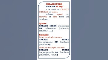 create index command in sql #coding #database #dbms #rdbms