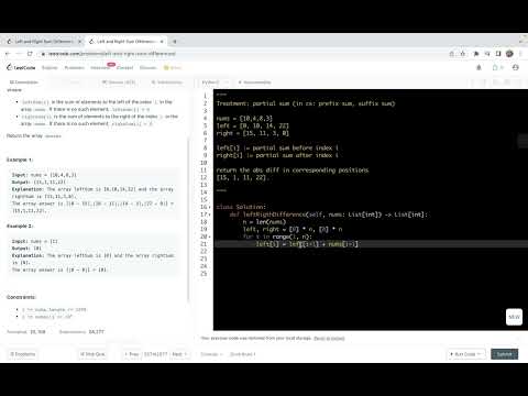 leetcode 2574. Left and Right Sum Differences - partial sum