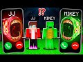 Jj train eater vs mikey train eater calling to mikey and jj  in minecraft maizen