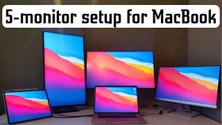 5-monitor setup for MacBook Resimi