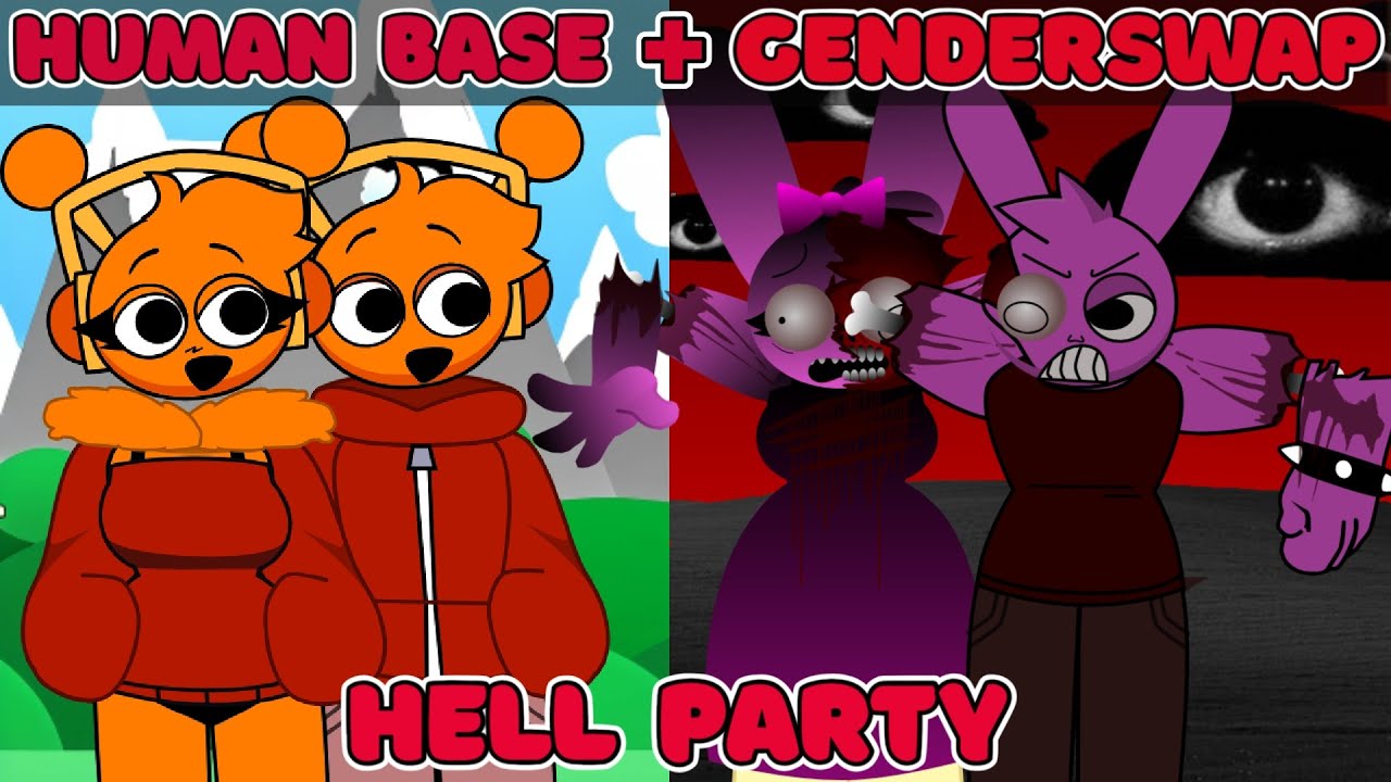 Sprunki Human Retake – Base + GenderSwap | Hell Party Horror Mod! Custom Mod 💀🔥