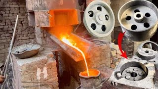 Casting Process in Manufacturing || The Amazing Process of Making an Iron Pulley in Industrial Cast