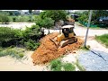 Full replay showing first starting new project landfilling using bulldozer komatsu dx51