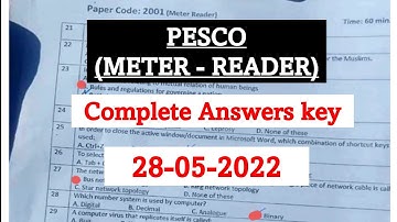 Today PESCO Meter Reader Test Answers Key 28-05-2022 | Today UET Meter Reader Paper key 28-05-2022