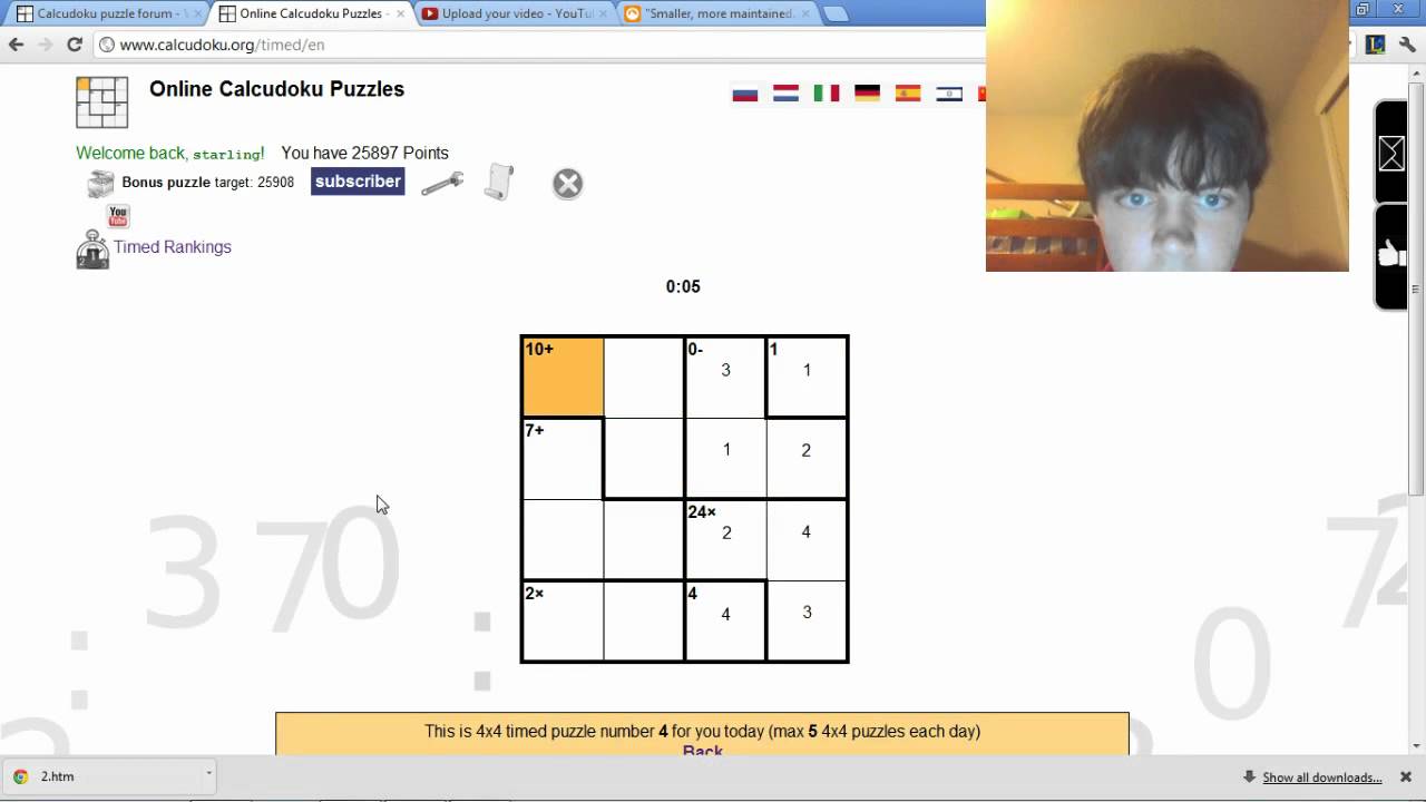 4x4 Calcudoku Puzzle Youtube