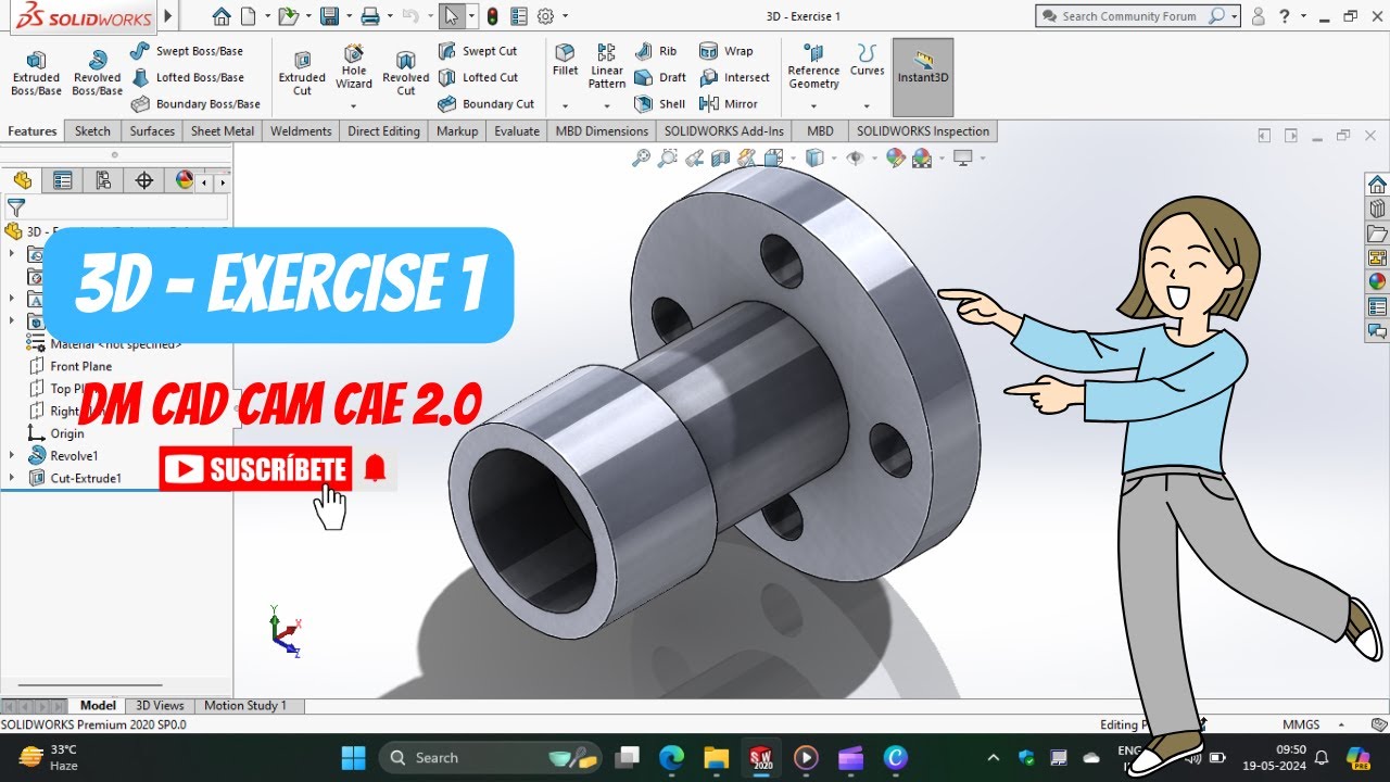 SolidWorks Practice Drawing Exercise - 1 - YouTube