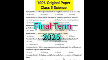 Class 5 Science Annual Term  Paper School Based Assessment 2025 | PEC SBA Grade 5 Science