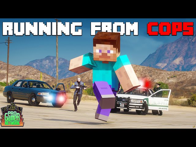 Minecraft Steve RUNS FROM COPS! | PGN #207 class=