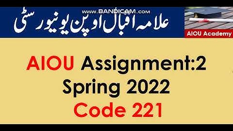 AIOU Code 221-2 Solved Assignments Spring 2022