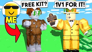 I PRETENDED to Be A POOR NOOB to Get FREE Kits, and THIS Happened.. (Roblox Bedwars)