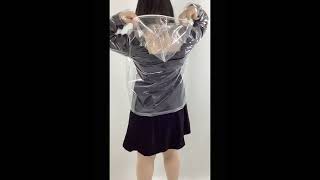 Fashion Mens Autumn Transparent Clear Pvc Hooded Jacket