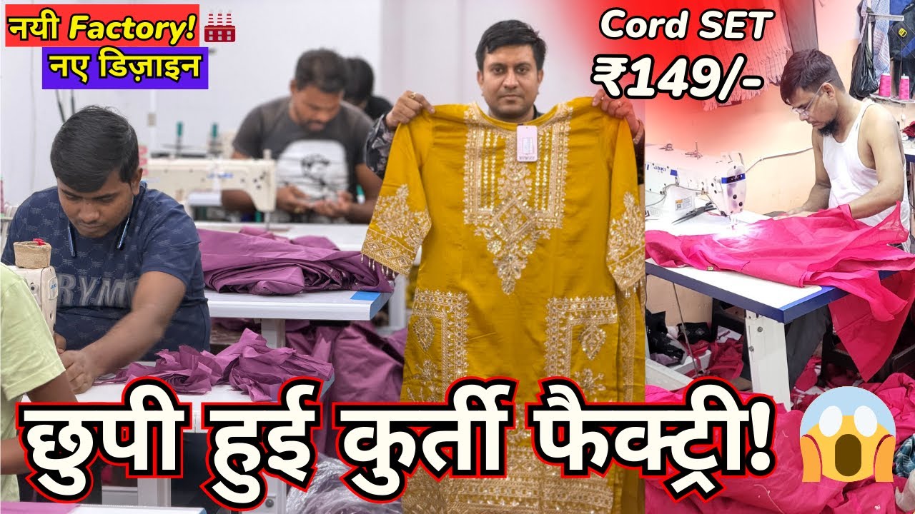 नयी Kurti Factory! 🏭 नए डिज़ाइन ! 😱 Cord Set ₹149, Kurti ₹59, CORD SET & KURTI WHOLESALE MARKET SURAT