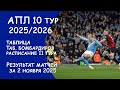 АПЛ 10 тур результат матча за 2 ноября. Таблица. Таблица Бомбардиров. Расписание 11 тура.