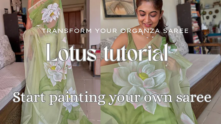 DIY organza saree painting | lotus on saree | fabric art for beginners #fabricpainting #organzasaree