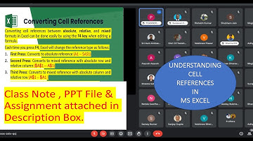 Understanding Cell References in MS Excel (September Batch – Recording)- Day 3