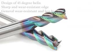 BFL Solid Carbide 3 Flute Aluminum End Mill With Colorful Coating