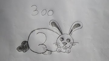 How to draw  Rabbit using number 300//Rabbit drawing video step by step//@kanonsArtGallery25
