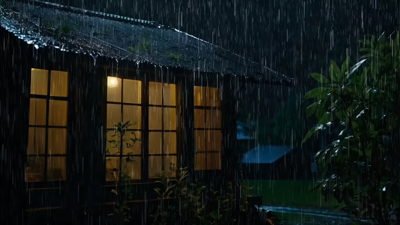 Peaceful Rain Falling on a Cozy Cabin 🌧️ Night Rain ASMR for Deep Sleep ...