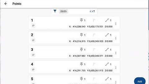 FieldGenius For Android - Points List Fullscreen