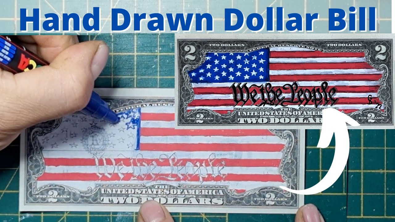 USA FLAG: We The People -  Art on Real Two Dollar Bill