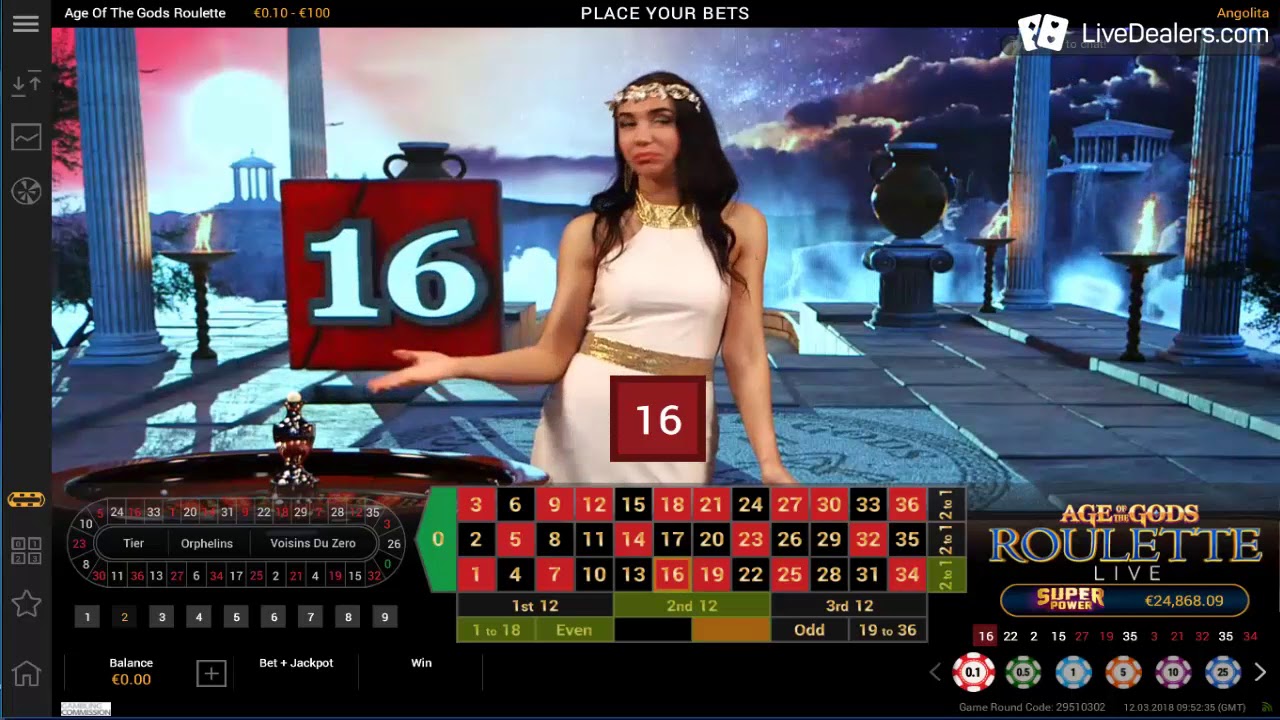 Age Of Gods Live Roulette From PlayTech - Video, Review & Top Casinos