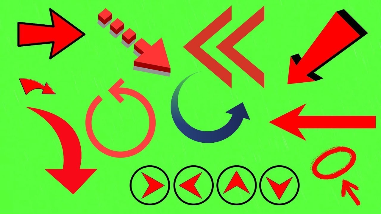 Green Screen Effects Arrow Upside Downside, Right & Left side Green screen  Effects Red Arrows