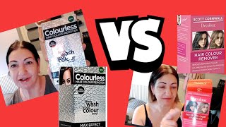 COLOURLESS HAIR COLOUR REMOVER MAX VS SCOTT CORNWALL DE-COLOUR SUPER STRENGTH DID THEY WORK????