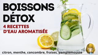 ✔️ BOISSON DETOX ✔️ 4 eau aromatisée | détox WATER, citron, menthe, concombre, fraises, pamplemousse