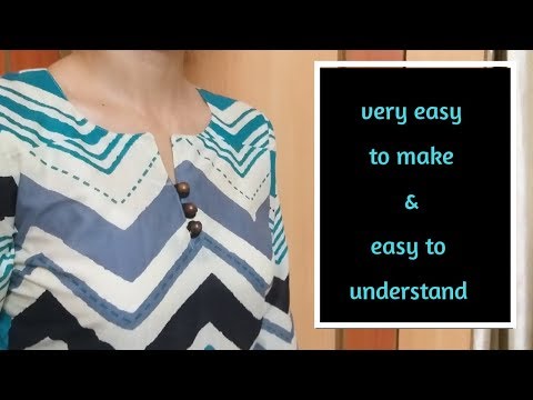 Very Easy Round Neck With 3 Buttons/Cutting and Stitching/For Beginners