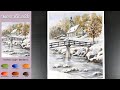 Winter Landscape Watercolor - Snowy Riverside (sketch & color mixing) NAMIL ART