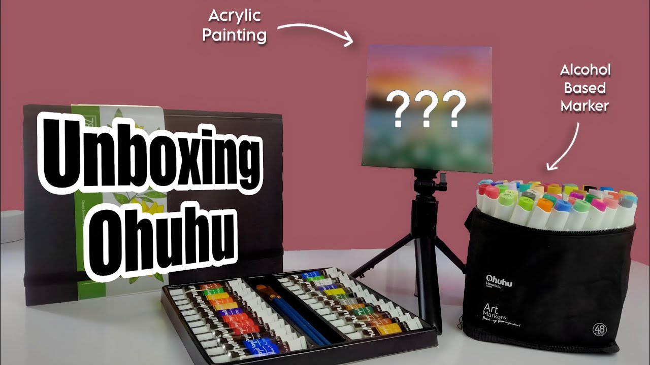 Super Cool 🔥 Trying @ohuhuart_official alcohol Markers and Acrylic paint tubes // let's unbox !!