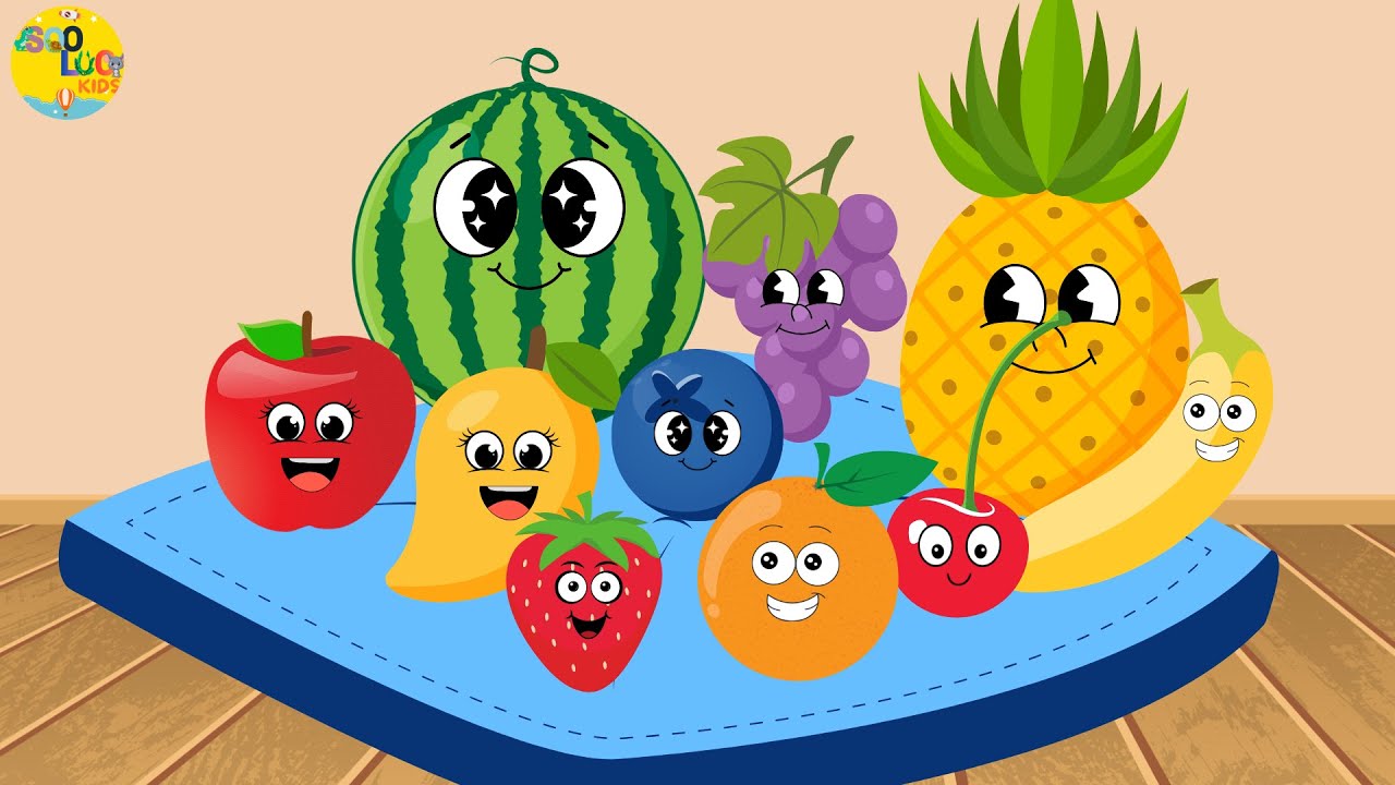 Ten Little Fruits Jumping On The Bed | Fruits Song | Nursery Rhymes Song | SooLoo Kids