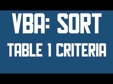 VBA Sort table with 1 criteria