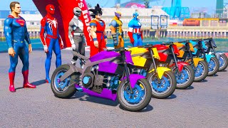 Siêu nhân và Siêu anh hùng Xe máy Nhảy qua Siêu xe Ô tô - Spiderman Bikes Jumps Over 40 Super Cars screenshot 3