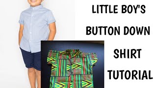 Detailed How To Sew A Little Boys On Down Shirt With Mandarin Bishop Collar Cutting & Sewing