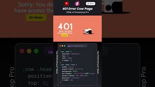 401 Error Page–🕳️🐄 Cow Falling Animation (Pure CSS3) #coding #shortvideo #shorts #short #viralvideo