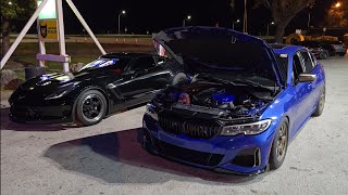 2020 BMW M340i PT6870 Turbo E85 vs 2016 C7 Corvette Z06 Ported/FBO/Cam E85