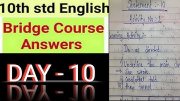 10th Class bridge course (setu abhyaskram) English day 10 (statement 10) Activity no. 1
